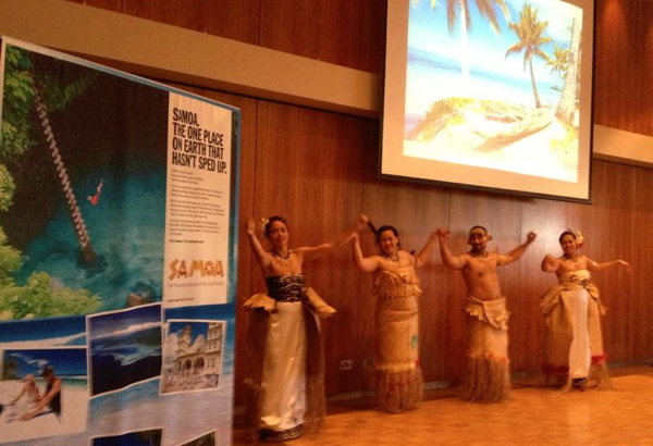 Dancing at Samoa Tourism Authority ASTW lunch