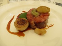 Rolled Leg of Lamb with Spinach and Pear Puree