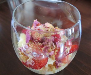 Rose jelly, sahleb cream and sumac strawberries