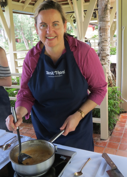 Christine Salins, helping to whip up a feast at Laguna Phuket.