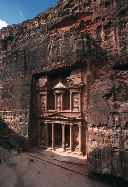 The historic Treasury building in Petra, Jordan.