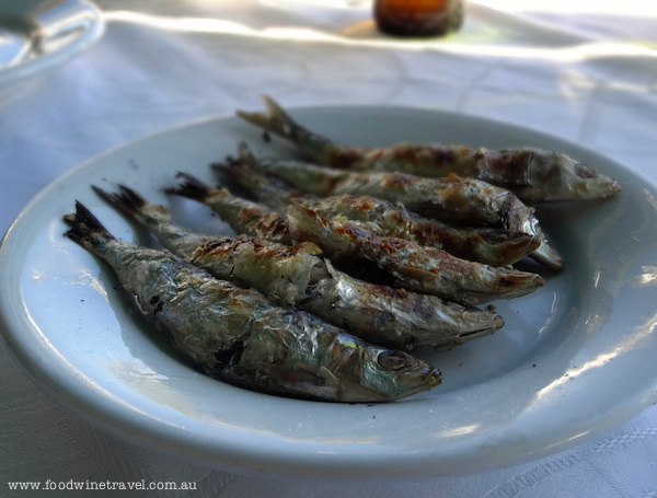 Sardines, El Cabra restaurant, Pedregalejo fishing village, near Malaga, Spain. www.foodwinetravel.com.au