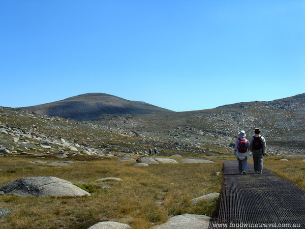 6.5 kilometre walk to the summit of Mt Kosciuszko, Snowy Mountains, Australia. Photo by Christine Salins, www.foodwinetravel.com.au