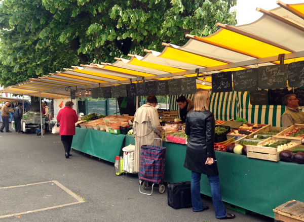 Fresh food market at Conflans Ste Honorine on the River Seine