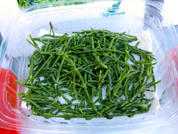 Sea asparagus.The farmers market at the Royal Hawaiian Centre in Honolulu, every Tuesday from 3pm to 7pm, has a great range of products that highlight Oahu's wonderful bounty.