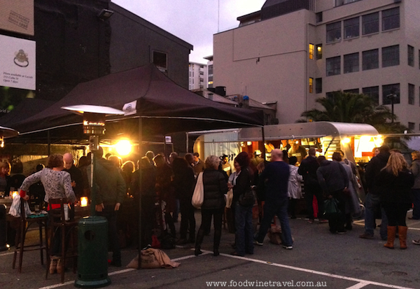 www.foodwinetravel.com.au Oyster Saloon in Cuba Street carpark, Wellington on a Plate, New Zealand food festivals.