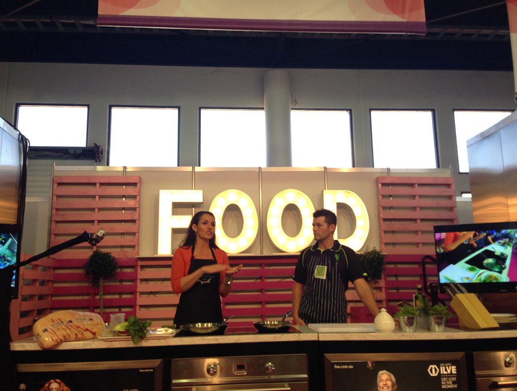 Dominique Rizzo on the Royal Queensland Food and Wine Show stage at Ekka