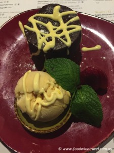 Chocolate fondant with peanut butter ice cream, Nest restaurant, Roma Street, Brisbane.