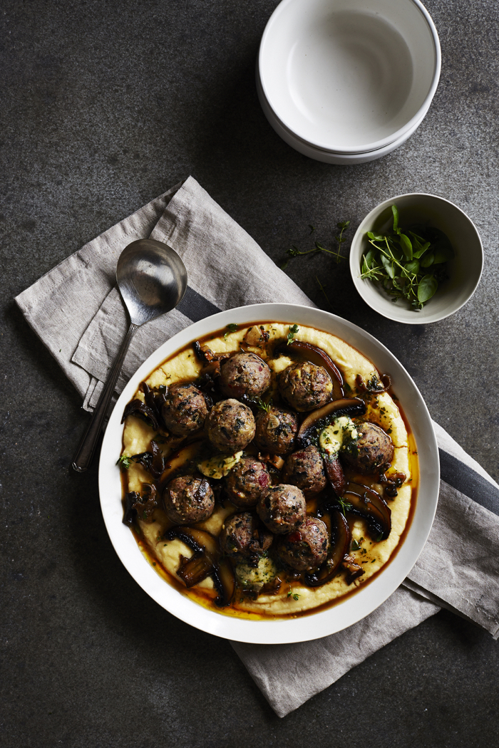 Veal & Pork with Polenta & Mushroom, from Meatballs: The Ultimate Guide