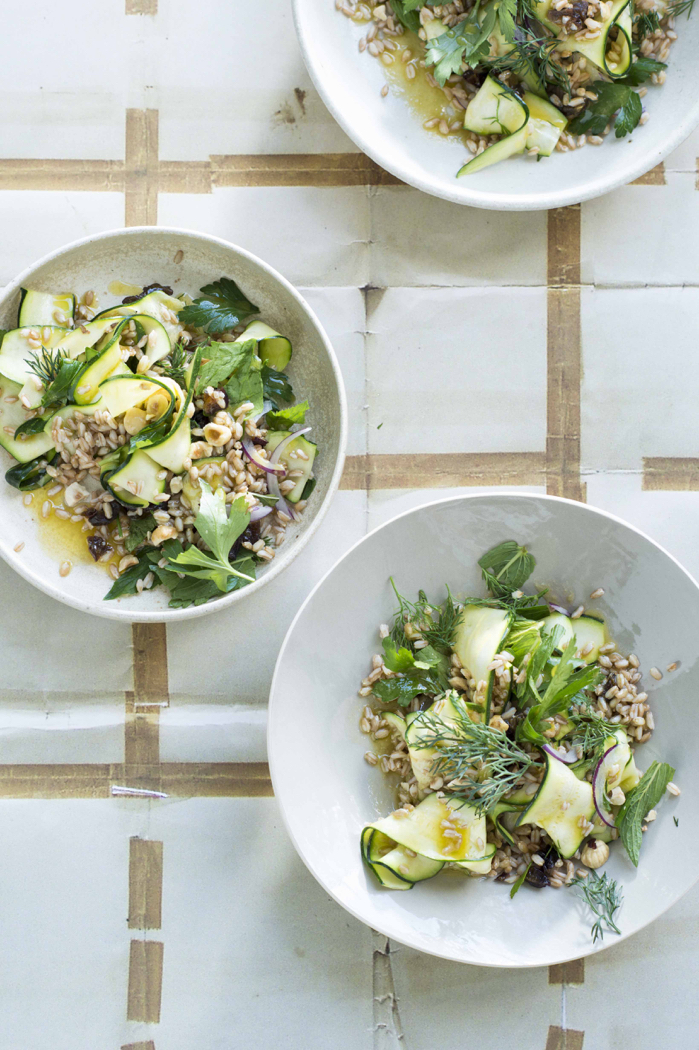 Zucchini & Farro Salad With Toasted Hazelnuts