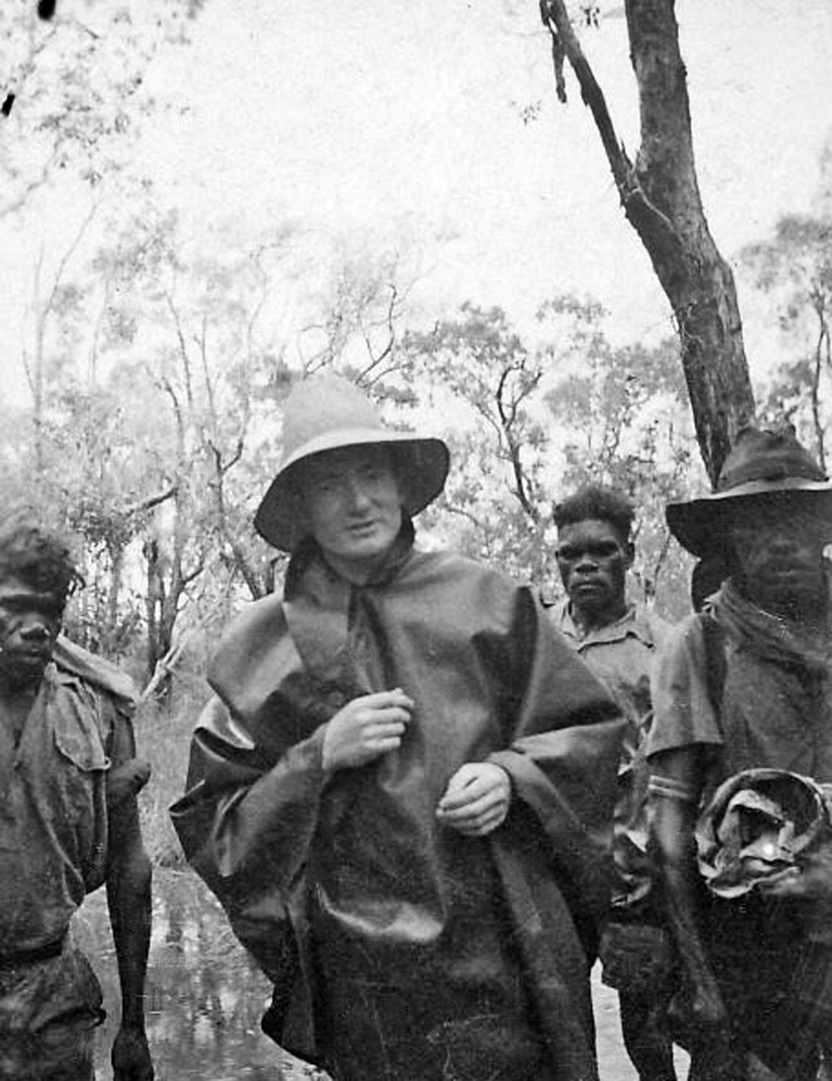 Red Professor pic p 7A - Fred Rose, stranded without radio contact at Umbakumba during a period of torrential rain