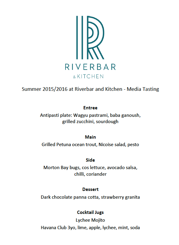 Riverbar Summer Menu