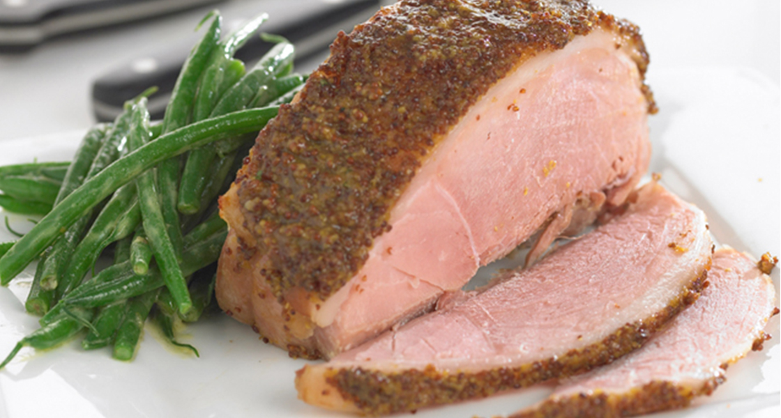Glazed ham for Christmas with Maille mustard