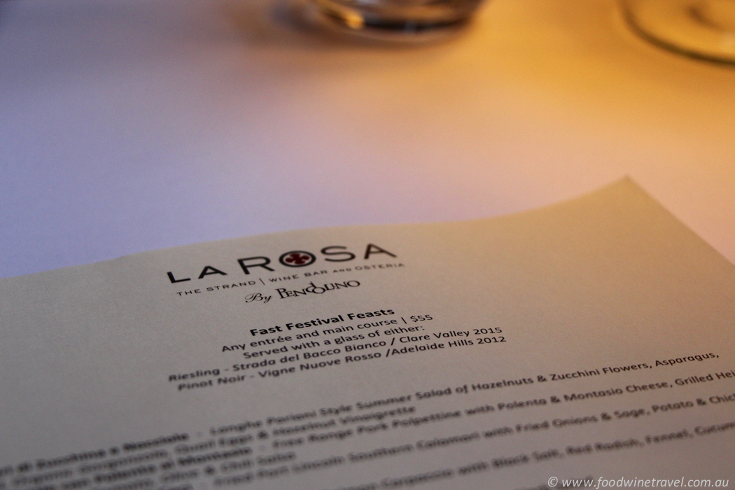 La Rosa Menu