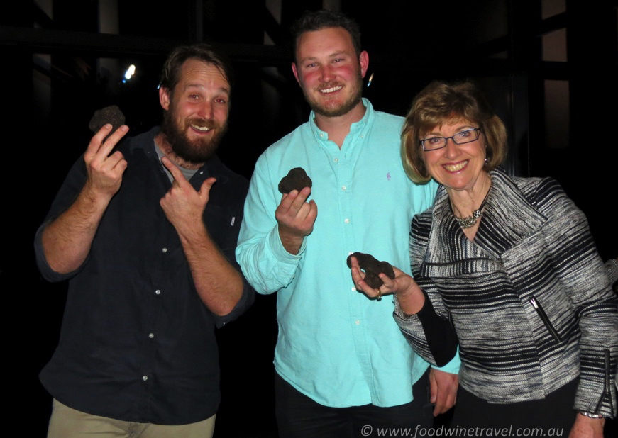 River Cottage's Paul West, left, with former French Black Truffles owner Sherry McArdle-English and her manager Jayson Mesman.