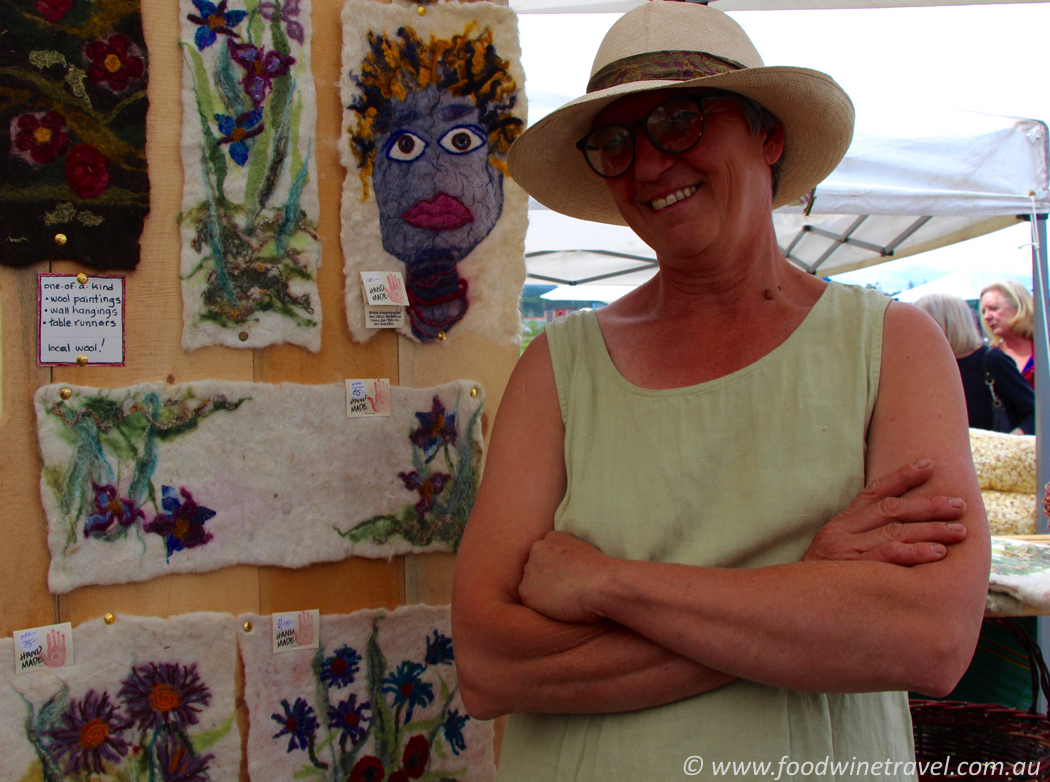 Shiela Alexandrovich, of Whitehorse, with her beautiful wool art.