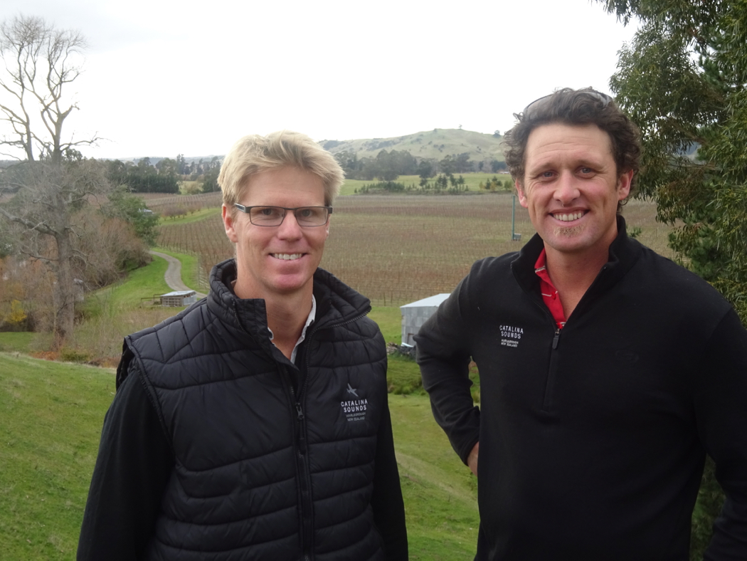 Catalina Sounds winemaker Peter Jackson and vineyard manager Fraser Brown