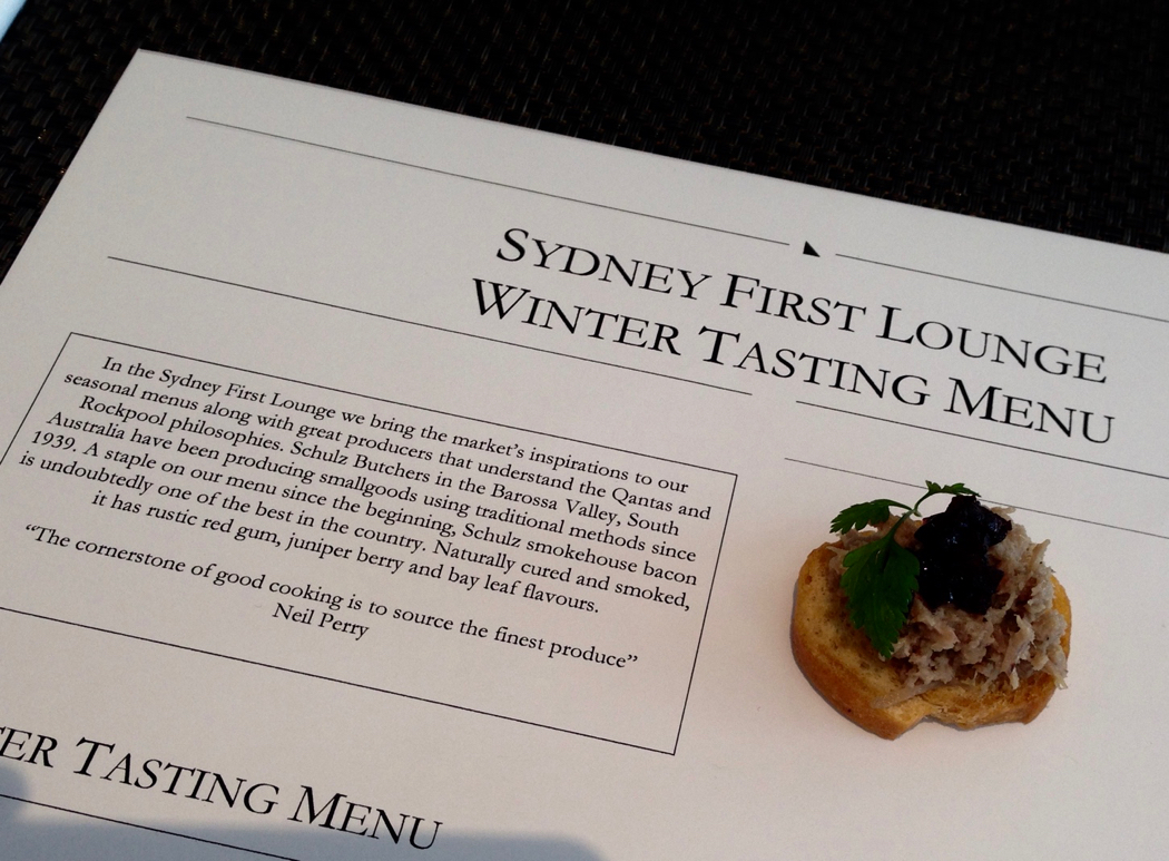 Qantas Duck rillette canapé with beetroot jam