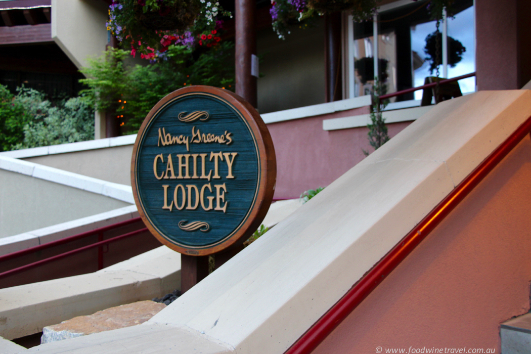 Sun Peaks Resort Nancy Greene’s Cahilty Lodge Sign