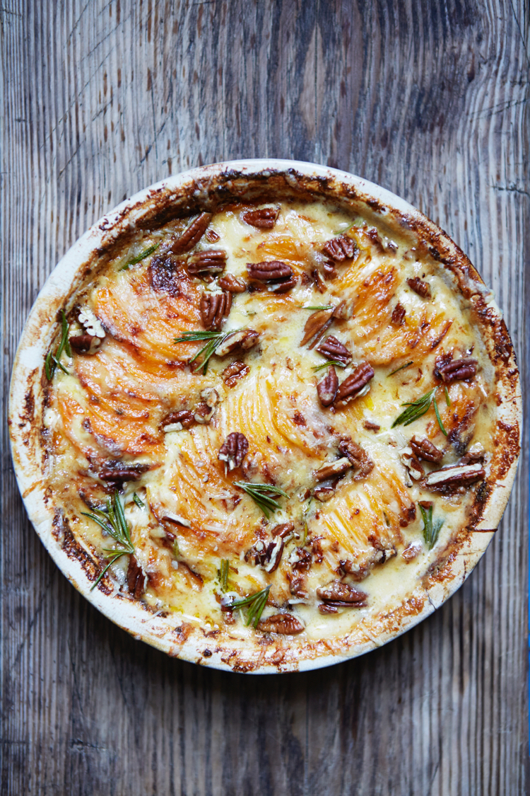 Sweet Potato, Gruyere and Pecan Gratin, Perfect Plates in 5 Ingredients, John Whaites, Great British Bake Off