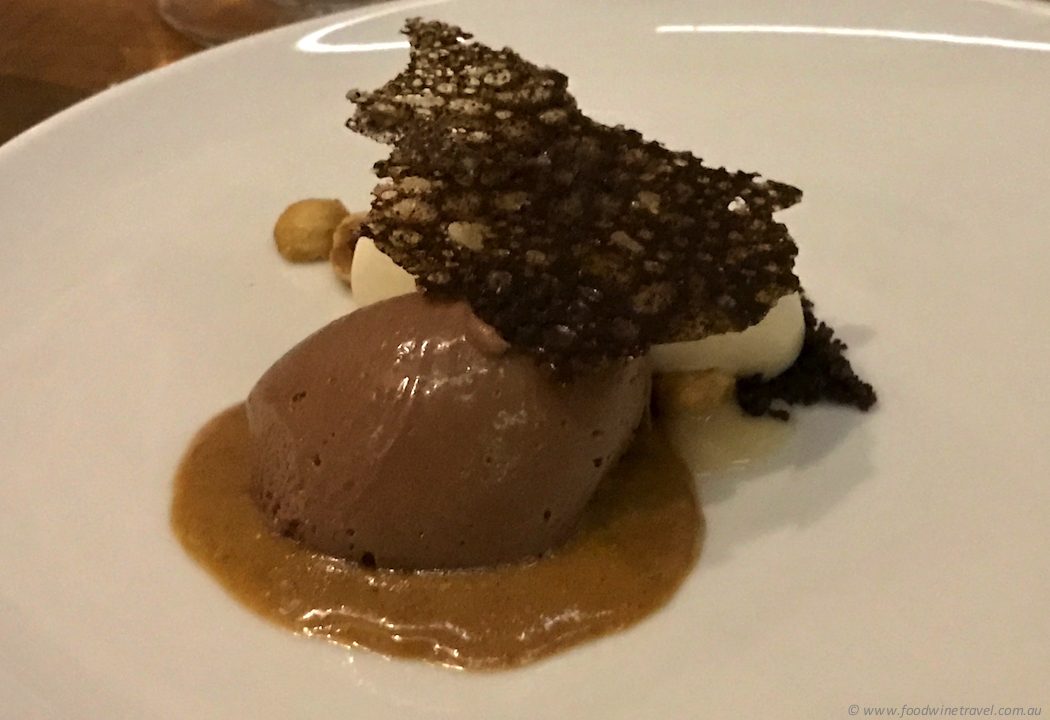 Gerard's Bistro Bahibe chocolate ganache with hazelnut praline and milk coffee icecream