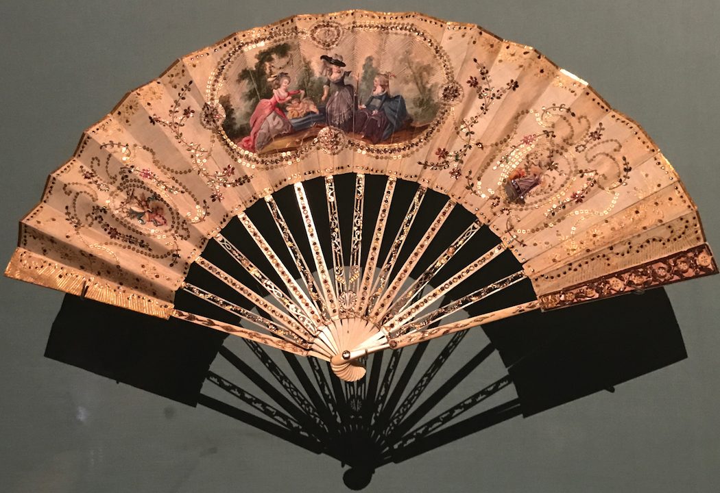 Paper and carved ivory fan 1776 to 1820