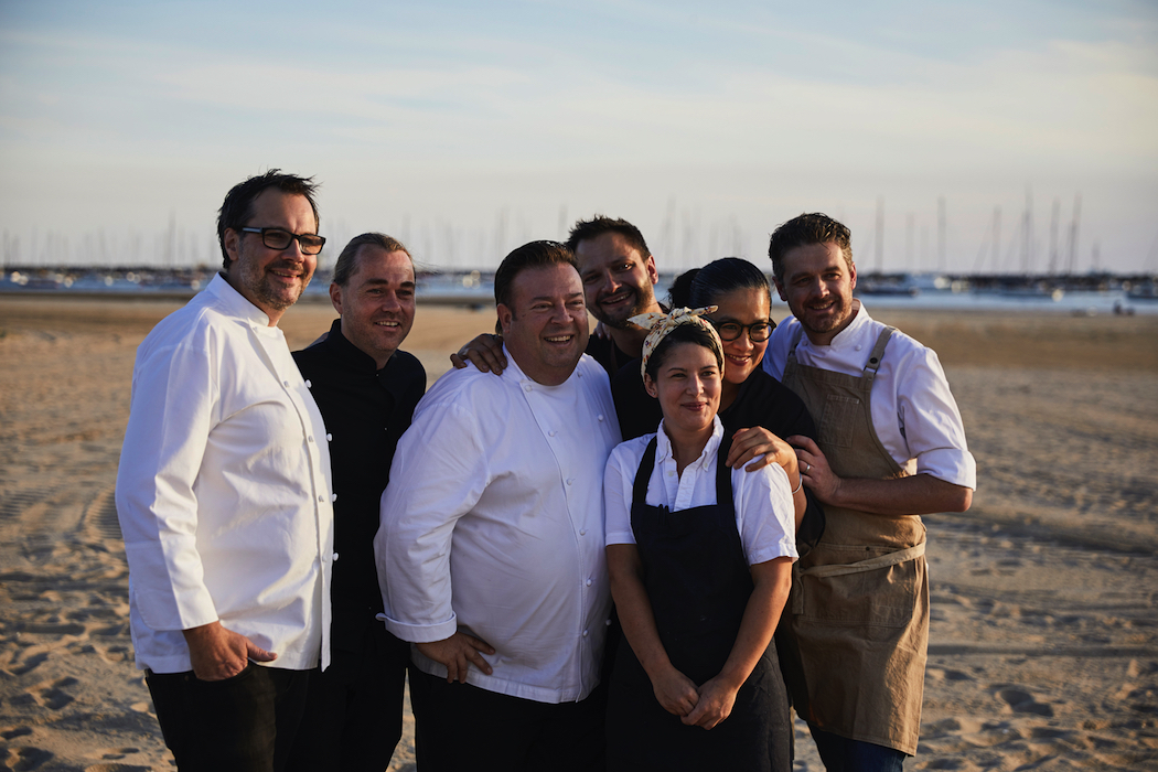 Martin Benn, Shannon Bennett, Peter Gilmore, Lennox Hastie, Analiese Gregory, Kylie Kwong, Jock Zonfrillo at The Chefs' Feast, Melbourne, Australia