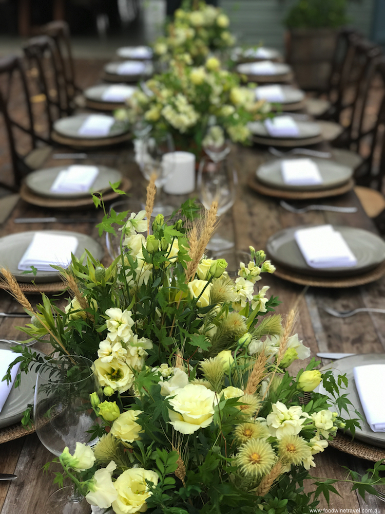 Spicers Hidden Vale barn table set for dinner