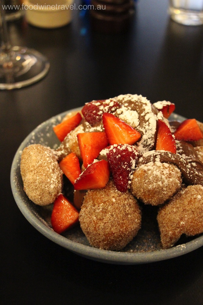 Seriously good Lokomades (mini doughtnuts rolled in cinnamon sugar, with Nutella and strawberries).