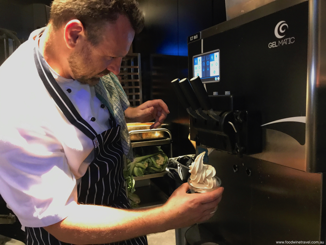 Sean's Kitchen Head chef John Rankin with soft serve icecream