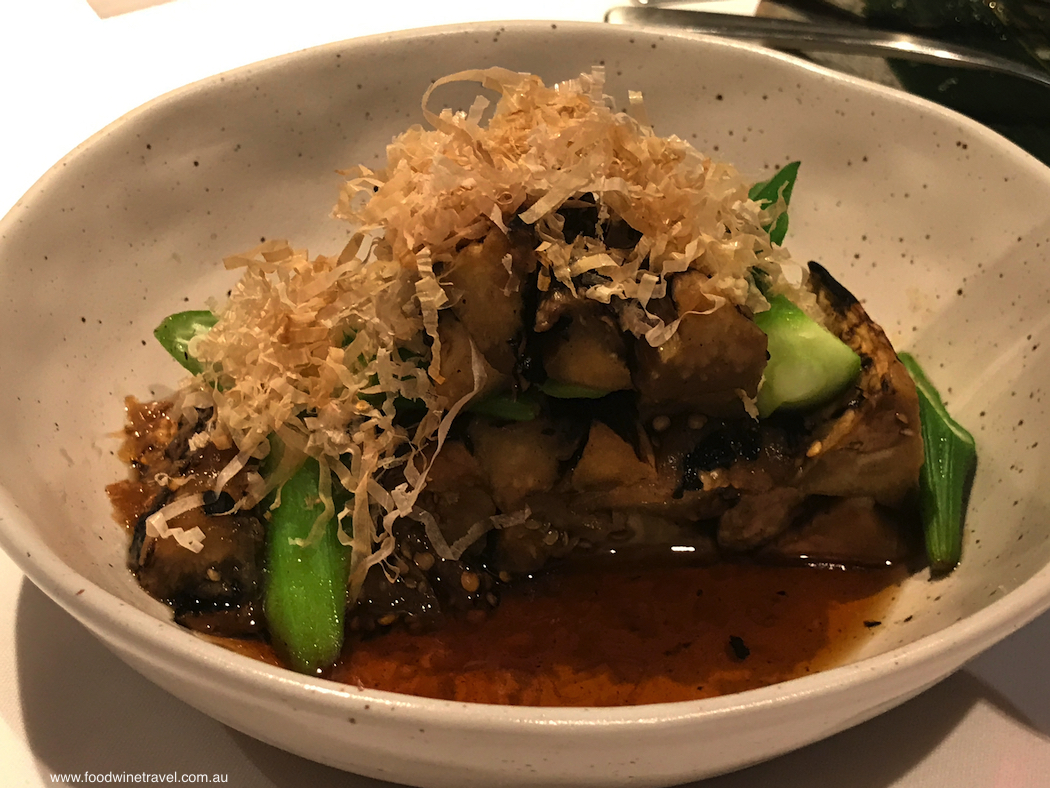 Chilled Chargrilled Nasu (Eggplant) with light dashi broth.