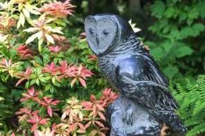 'Perched Owl' by Josh Henrie, on display at Matzke Sculpture Park, Camano Island.