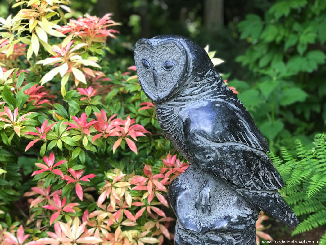 'Perched Owl' by Josh Henrie, on display at Matzke Sculpture Park, Camano Island.