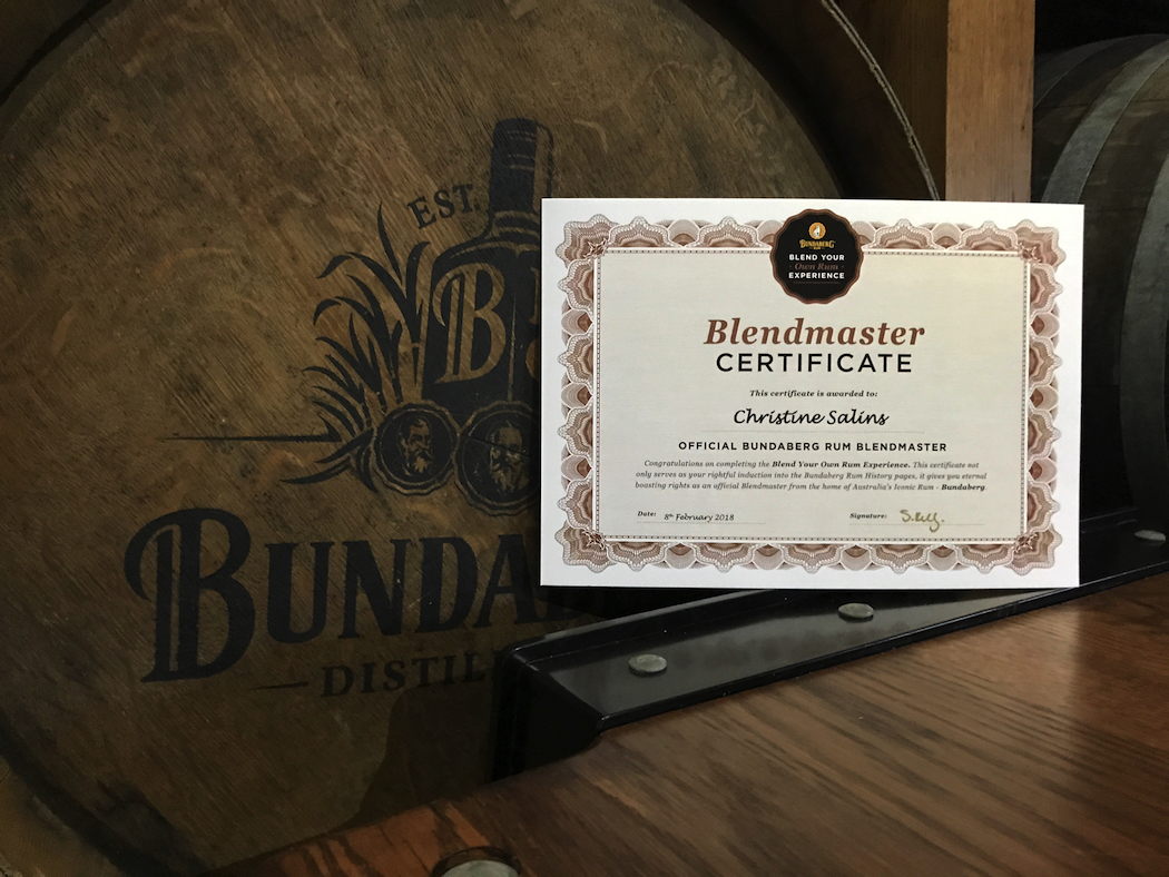 Bundaberg Rum Certificate