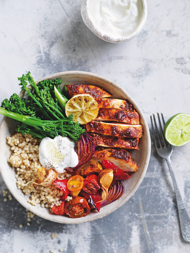 Heat of the Night Chicken Bowl recipe from Super Green, Simple and Lean, by Sally Obermeder and Maha Koraiem