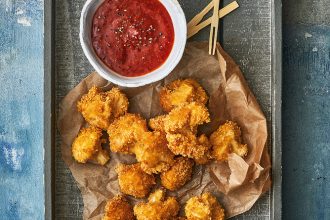 Cauliflower Wings and Hot Sauce, from SuperVeg, by Celia Brooks.