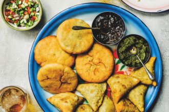 Recipe for samosas from The Indian Vegetarian Cookbook by Pushpesh Pant.
