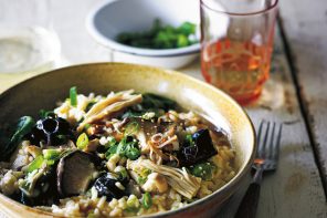 Butter Miso Mushroom Risotto recipe, from Slow Cooker Vegetarian, by Katy Holder.