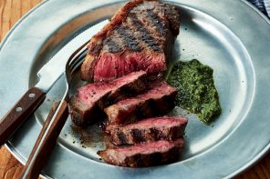 Porterhouse Steaks with Basil-Rocket Pesto, from Weber’s Greatest Hits, by Jamie