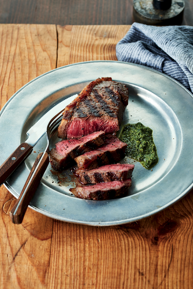 Porterhouse Steaks with Basil-Rocket Pesto, from Weber’s Greatest Hits, by Jamie 