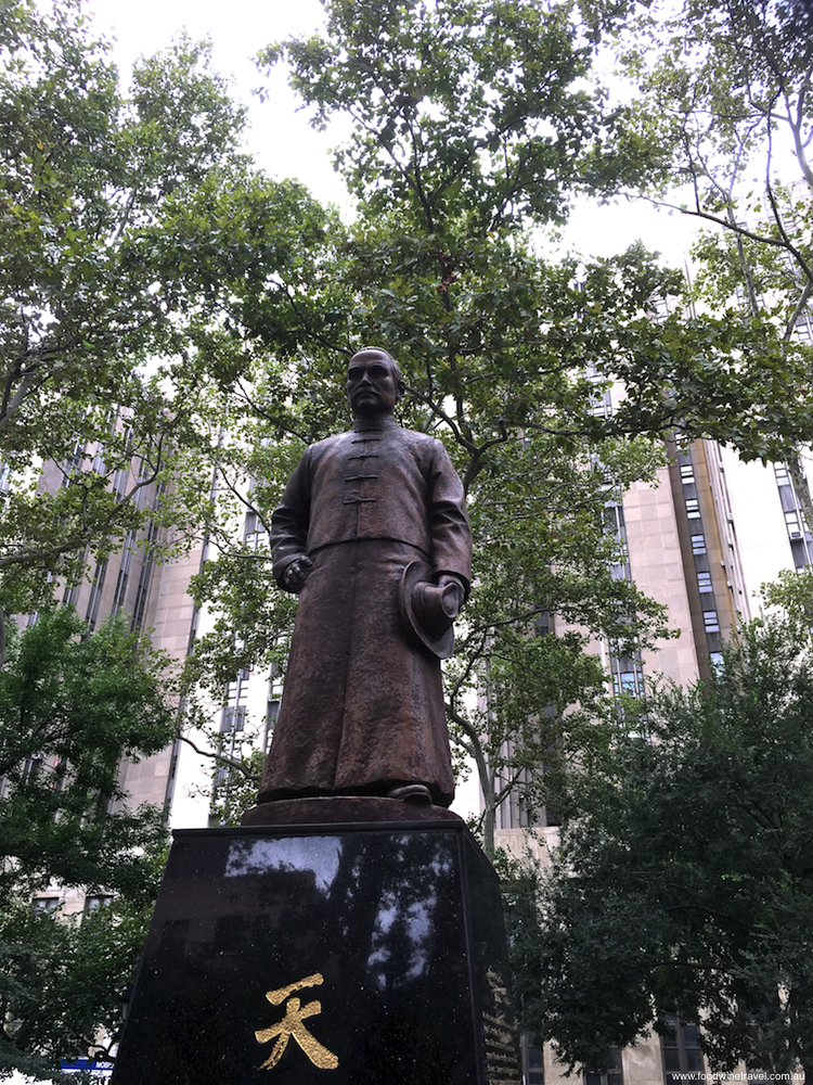 Monument to Sun Yat Sen in Chinatown's Columbus Park, New York.