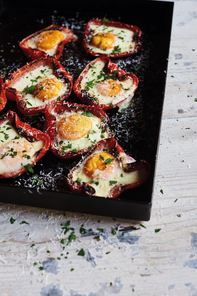 Barbecued capsicum with egg and pecorino, from The Food of Argentina, by Ross Dobson and Rachel Tolosa Paz.