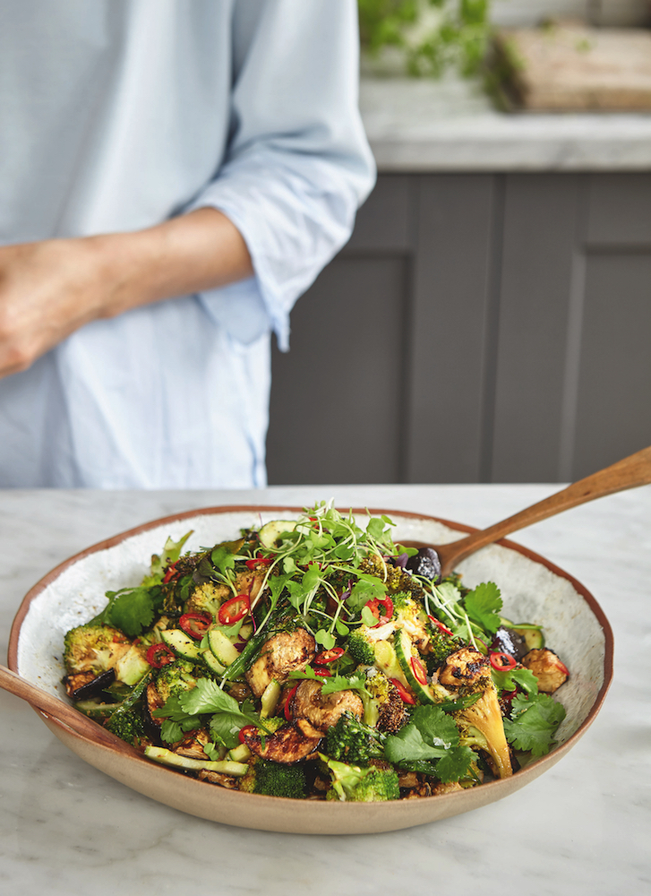 Aubergine and Broccoli Salad, from Deliciously Ella Plant-Based Cookbook. Photo c Nassima Rothacker.