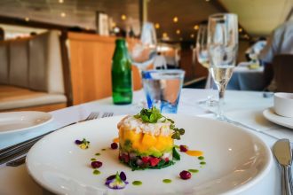 Captain Cook Cruises Avocado Mango and Crab Tower Sydney Harbour Gold Lunch