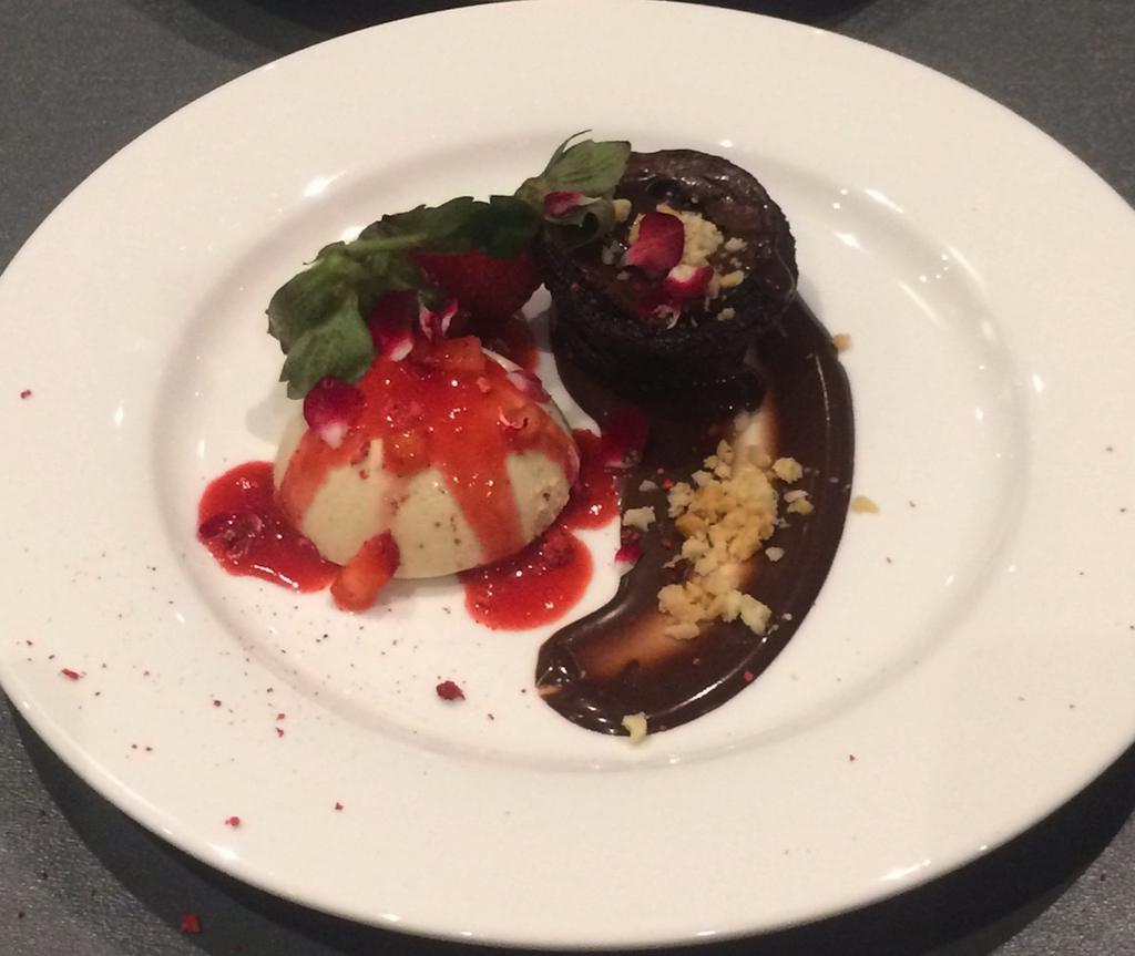 Daintree Estates dark chocolate with Cooloola Berries strawberry parfait