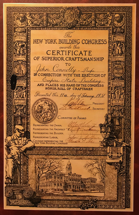 Empire State Building Certificate