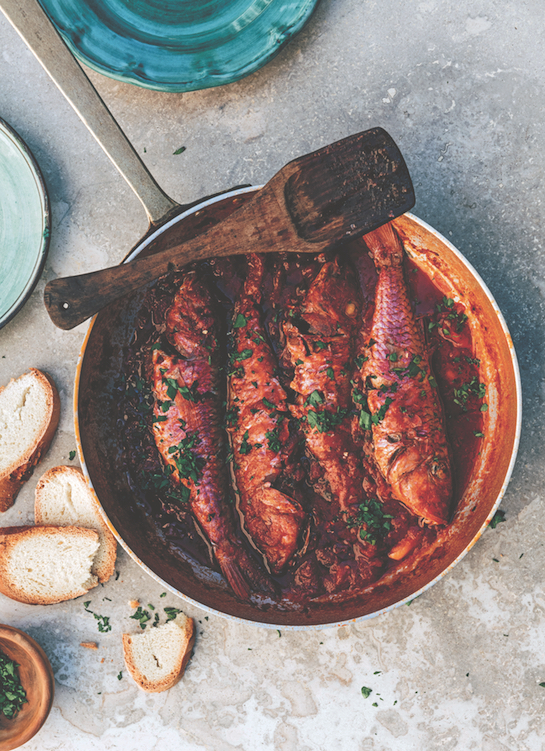 Livorno-style Whole Red Mullet, from Tortellini At Midnight.