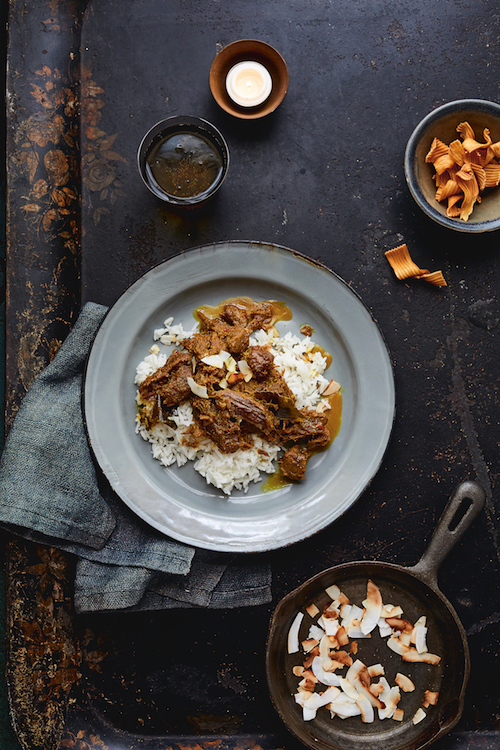 Recipe for Beef Rendang, from Fire Islands, an Indonesian cookbook by Eleanor Ford