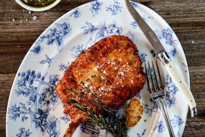 Parmesan & Lemon Thyme Crusted Pork Cutlet, from Bondi Trattoria.