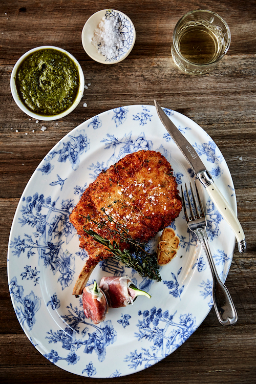 Parmesan & Lemon Thyme Crusted Pork Cutlet, from Bondi Trattoria.